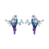 925 Sterling Silver Enamel Process Pavé Setting CZ Earrings