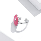 925 Sterling Silver Earrings with Pavé CZ & Enamel, 1.0*1.3cm, for Women