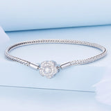 925 Sterling Silver Bracelet with Pavé Setting CZ, 17cm for Women