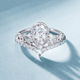925 Sterling Silver 0.5 Carat Moissanite Ring in Size 6 for Women