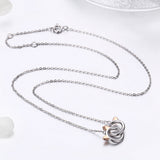 925 Sterling Silver Necklace, Length 38-45cm, Pendant 1.2*1cm, for Women