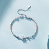 925 Sterling Silver Adjustable Moissanite & Natural Pearl Bracelet for Women