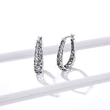 925 Sterling Silver Earrings 2.3*0.4cm Oxidized Silver for Women