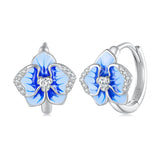 925 Sterling Silver Earrings with Enamel and Pavé Setting, 10mm for Women
