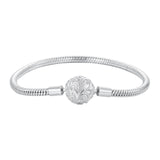 925 Sterling Silver White Gold Plated 17cm CZ Pavé Bracelet for Women