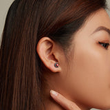 925 Sterling Silver Earrings with Pavé Setting CZ in Black Gold Plating