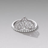 925 Sterling Silver White Gold Plated Ring with Pavé Setting CZ Size 6 for Women