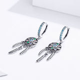 925 Sterling Silver Oxidized Silver Pavé CZ Earrings for Women, Size: 4*1 cm