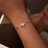 925 Sterling Silver White Gold Plated Bracelet with CZ Pendant 200mm for Women