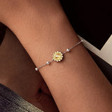 925 Sterling Silver White Gold Plated Bracelet with Transparent Glass Charm for Women