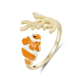925 Sterling Silver Enamel Gold-Plated Ring for Women