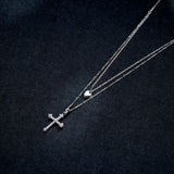 925 Sterling Silver Adjustable Platinum Plated Necklace with CZ - 1.4cm for Women