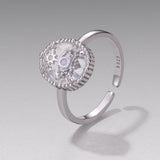 925 Sterling Silver Ring with Transparent Glass & Nano Opal, Width 0.18cm, Style E, for Women