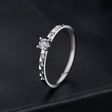 925 Sterling Silver Moissanite White Gold Plated Ring Size 6