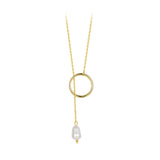 925 Sterling Silver Necklace with Gold Plated Freshwater Pearl - 60cm Length