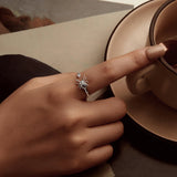 925 Sterling Silver White Gold Plated Ring with Pavé Setting CZ for Women