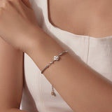 925 Sterling Silver Adjustable Moissanite & Natural Pearl Bracelet for Women