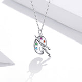 925 Sterling Silver Adjustable Pendant Necklace with CZ in Platinum Finish