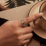 925 Sterling Silver Enamel Ring Size 6.0 for Women