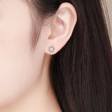 S925 Sterling Silver Earrings with CZ in Pavé Setting - 0.8*0.8cm for Women