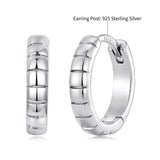 925 Silver White Gold Plated 1.4 x 0.3 cm Hoop Earrings for Women