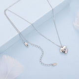 925 Sterling Silver White Gold Plated 40cm+5cm Length CZ Necklace for Women