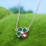 925 Sterling Silver Necklace with Enamel, White Gold Plated, 40+5 cm Chain Length, Women's Jewelry
