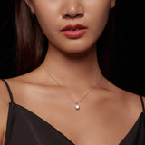 925 Sterling Silver Moissanite Necklace 39cm+5cm Length for Women