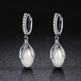 925 Sterling Silver Oxidized Silver Freshwater Pearl Earrings