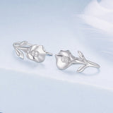 925 Sterling Silver Earrings with White Gold Plating and CZ