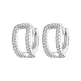 925 Sterling Silver Earrings with White Gold Plating and Pavé Setting CZ for Women