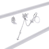 S925 Sterling Silver Earrings with CZ in Pavé Setting, 5.9cm Length, 1cm Size for Women