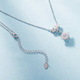 925 Sterling Silver Moissanite Pendant Necklace with Pavé Setting in White Gold - 40+5cm for Women