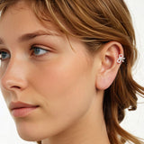 925 Sterling Silver Earrings with White Gold Plating, 0.9x1.2cm for Women