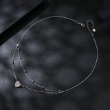 925 Sterling Silver 6.5mm Moissanite Necklace with Pavé Setting for Women