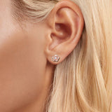 925 Sterling Silver Earrings with White Gold Plating and Pavé Setting CZ
