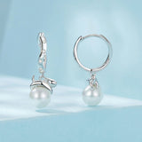 925 Sterling Silver Earrings with Quality Shell Pearl and CZ for Women
