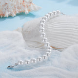 925 Sterling Silver Adjustable White Gold Plated Bracelet with Synthetic Pearl for Women