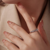925 Sterling Silver + Plated White Gold 0.24cm Ring for Women
