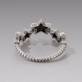 925 Sterling Silver Oxidized Rings with Pavé Setting CZ, Size 6.0 for Women