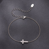 925 Sterling Silver Moissanite Bracelet 15+6cm, Plated White Gold, for Women