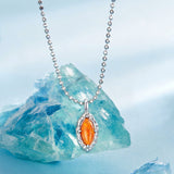 925 Sterling Silver Necklace with Synthetic Opal Pendant, 45cm, Plated White Gold for Women