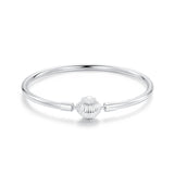 925 Sterling Silver White Gold Plated Bracelet 17.0 cm Inner Diameter 55mm for Women