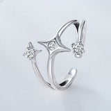 925 Sterling Silver Oxidized CZ Ring with Pavé Setting for Women
