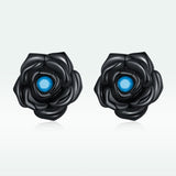 925 Sterling Silver Earrings with Turquoise and Black Gold Finish
