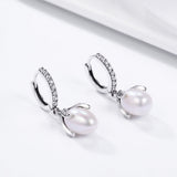 925 Sterling Silver Oxidized Silver Freshwater Pearl Earrings