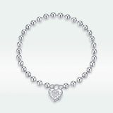 925 Sterling Silver Bracelet with Pavé Setting CZ and Platinum Plating, 17cm for Women