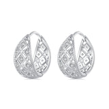925 Sterling Silver White Gold Plated Pave Setting CZ Earrings 13*6mm for Women