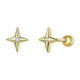 925 Sterling Silver Pavé CZ Gold Plated Earrings