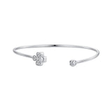 925 Sterling Silver Bracelet with Pavé Setting CZ, Inner Diameter 550mm, 2.0mm Wide, Unisex